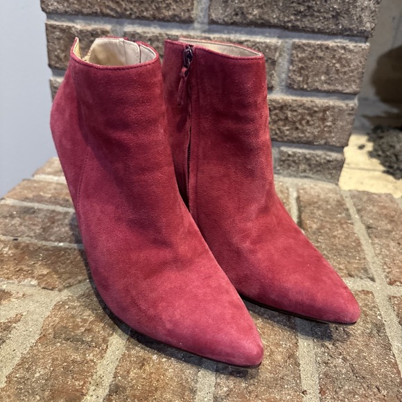 Cole Haan Shoes - Cole Haan Red Winery Suede Wedge Booties Size 9B F13 D40511